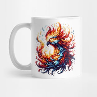 Fiery Phoenix in Vivid Flames Graphic Design Mug